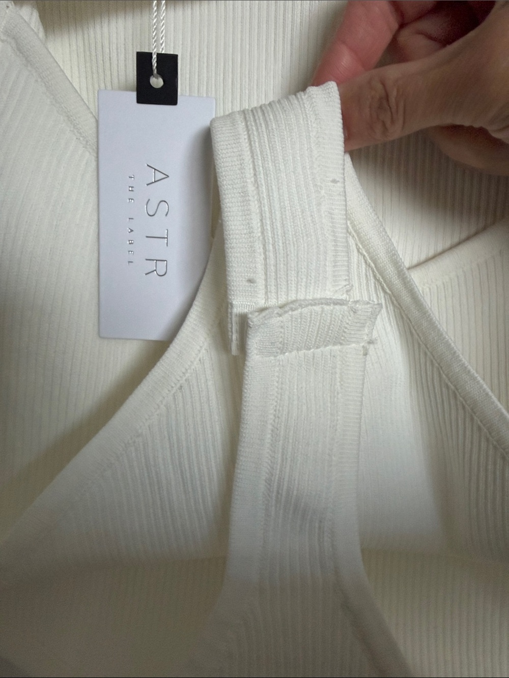 Astr Cream Ribbed Long-Sleeve Bodysuit - Picture 3 of 4